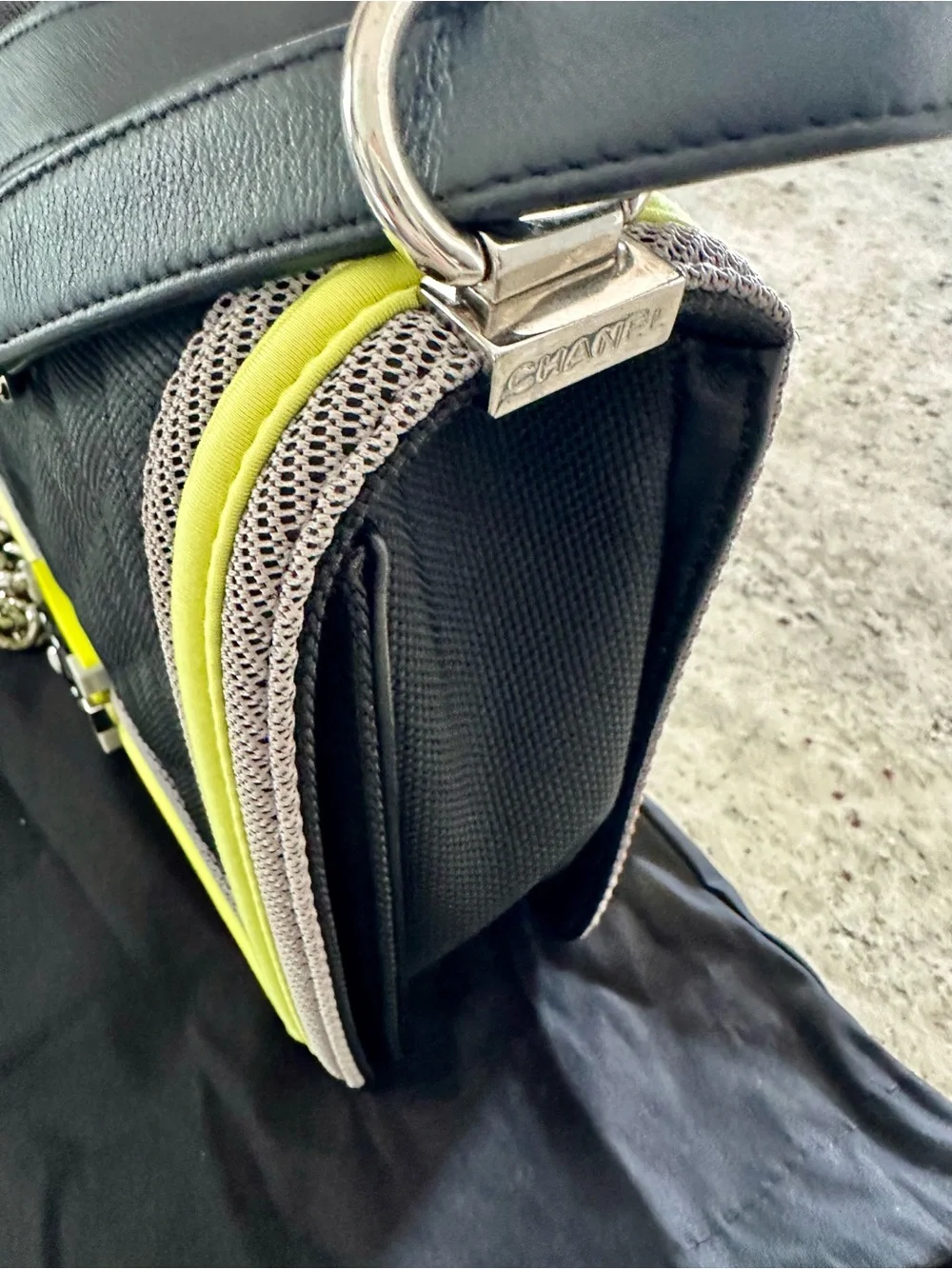 Chanel Fluo Medium Boy Bag - Black Nylon with Neon Yellow/Green Trim (SS16)